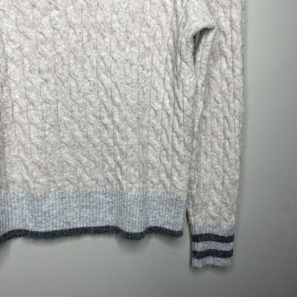 CENTRAL PARK WEST Sweater Women Medium Bobbie Polo Pullover Gray Cable Knit - Picture 7 of 16